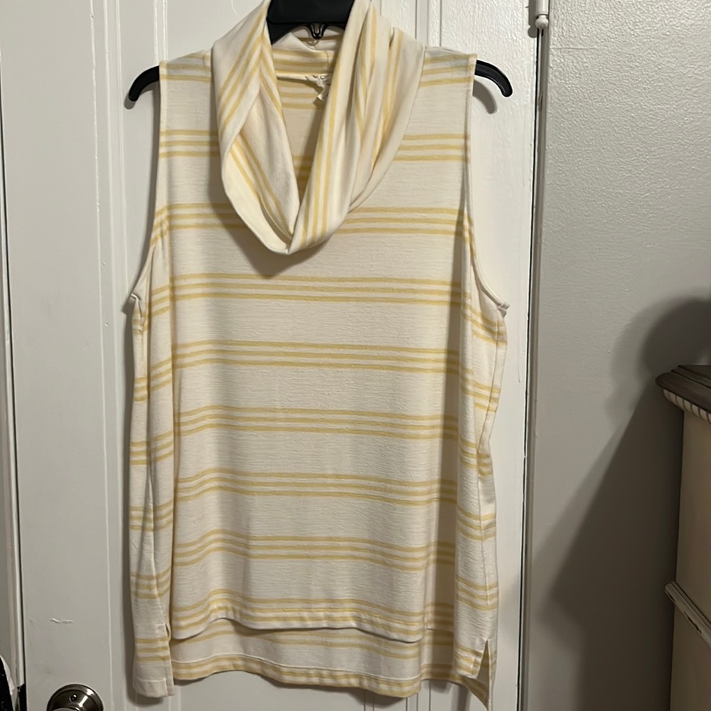 Loft cowl-neck sleeveless sweater top